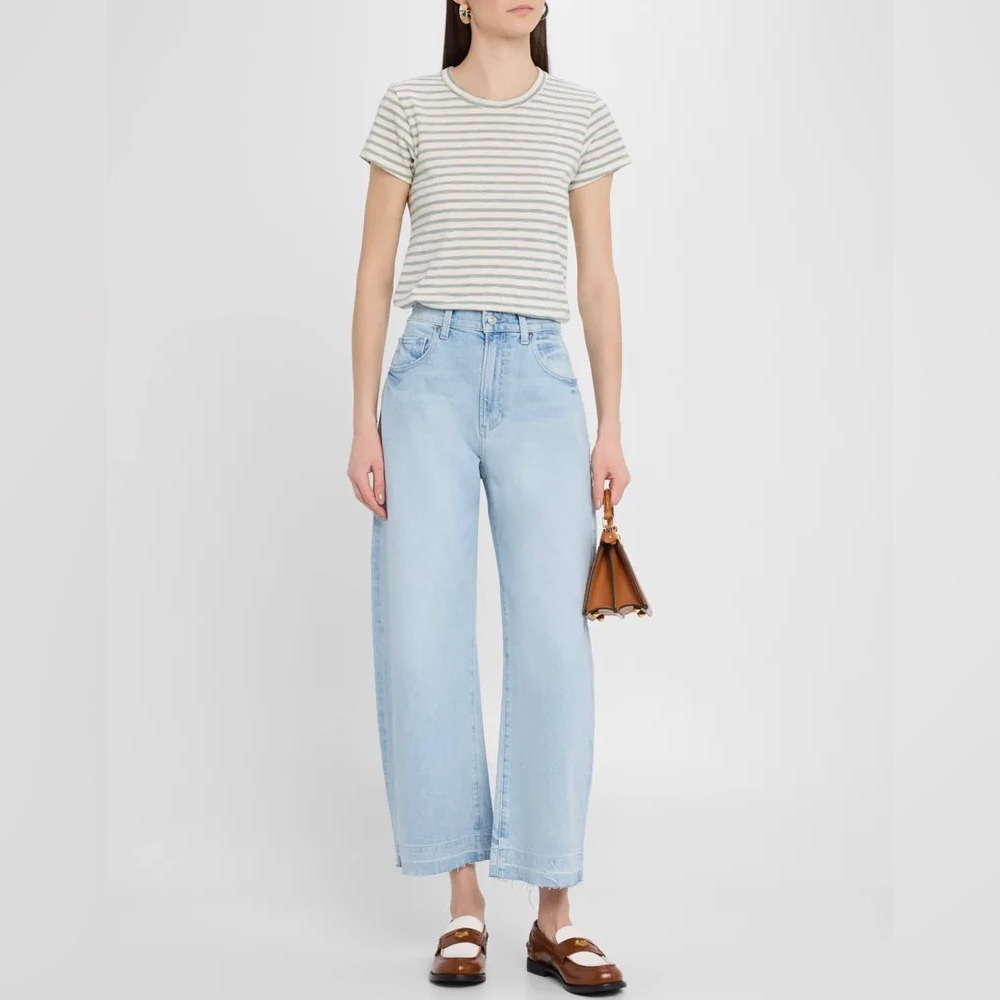 NWT PAIGE Arellia Wide Undone Hem High Waist Ankle Barrel Jeans, Fernanda 26 - Picture 3 of 14